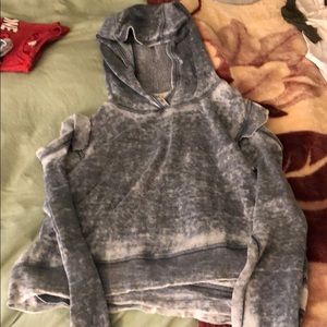 Cute hoodie cold shoulder with ruffle size small